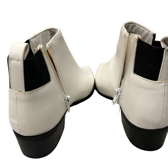 George Off-White Ankle Boot Faux Leather, Side Zipper Heel 2in/5cm, Side Panels - Picture 5 of 11